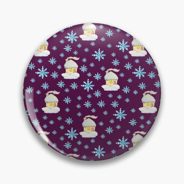 Item preview, Watercolor Snowflakes and houses seamless patern Purple background patern Christmas patern Cute patern designed and sold by Sunflower-7.