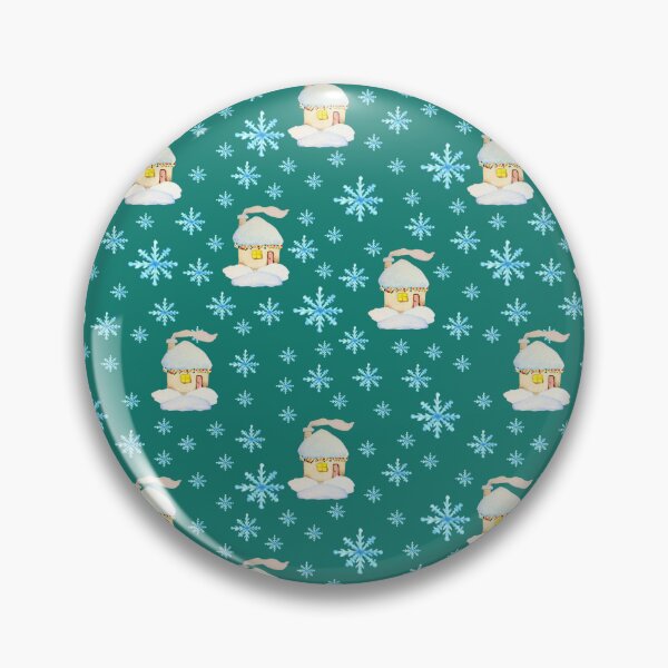 Item preview, Watercolor Snowflakes and houses seamless patern Emerald green background patern Christmas patern Cute patern designed and sold by Sunflower-7.