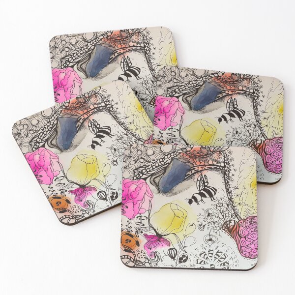 Item preview, Bee flower abstract designed and sold by Jean Blakeley-Cook.