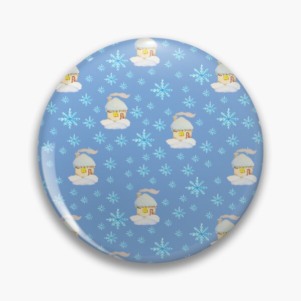 Item preview, Watercolor Snowflakes and houses seamless patern Blue background patern Christmas patern Cute patern designed and sold by Sunflower-7.