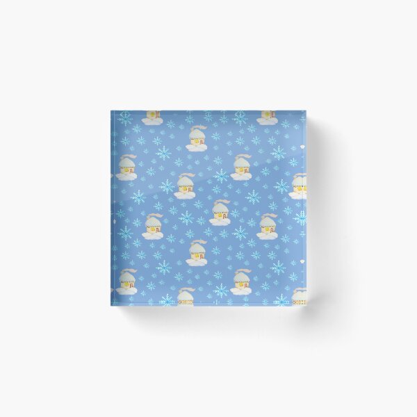 Item preview, Watercolor Snowflakes and houses seamless patern Blue background patern Christmas patern Cute patern designed and sold by Sunflower-7.