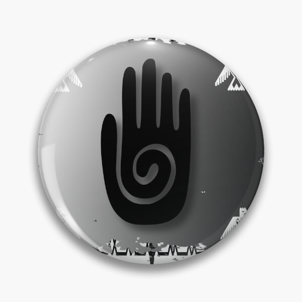 Item preview, Hopi Indian Healing Hand With Tribal Symbol Pattern In Black And White designed and sold by handsoftime2020.
