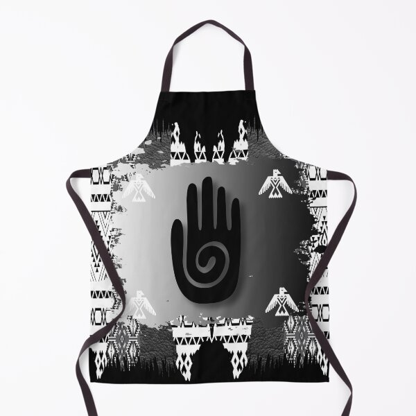 Item preview, Hopi Indian Healing Hand With Tribal Symbol Pattern In Black And White designed and sold by handsoftime2020.