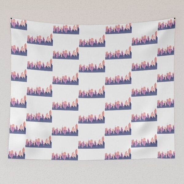 Item preview, Pink and Purple Colorful City Skyline Silhouette Graphic Design designed and sold by redbubbleart18.