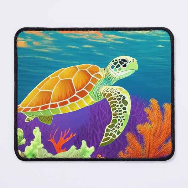 Item preview, turtle swimming over a coral reef designed and sold by Dicoart.