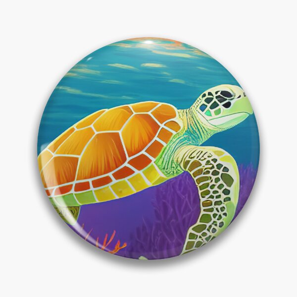 Item preview, turtle swimming over a coral reef designed and sold by Dicoart.
