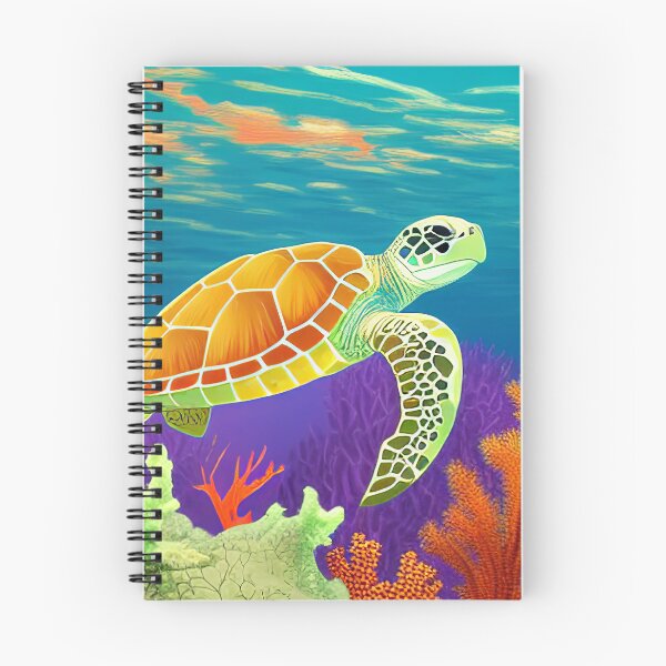 Item preview, turtle swimming over a coral reef designed and sold by Dicoart.