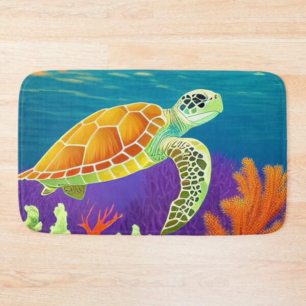 Item preview, turtle swimming over a coral reef designed and sold by Dicoart.