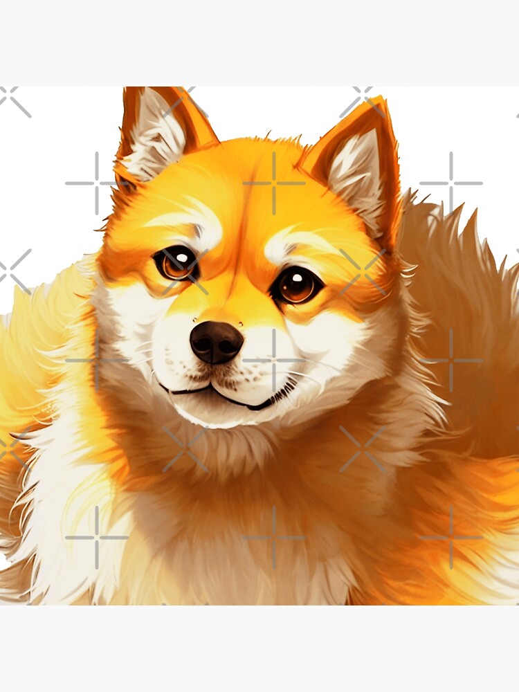 A semi-realistic painting of a good fluffy shiba inu Poster