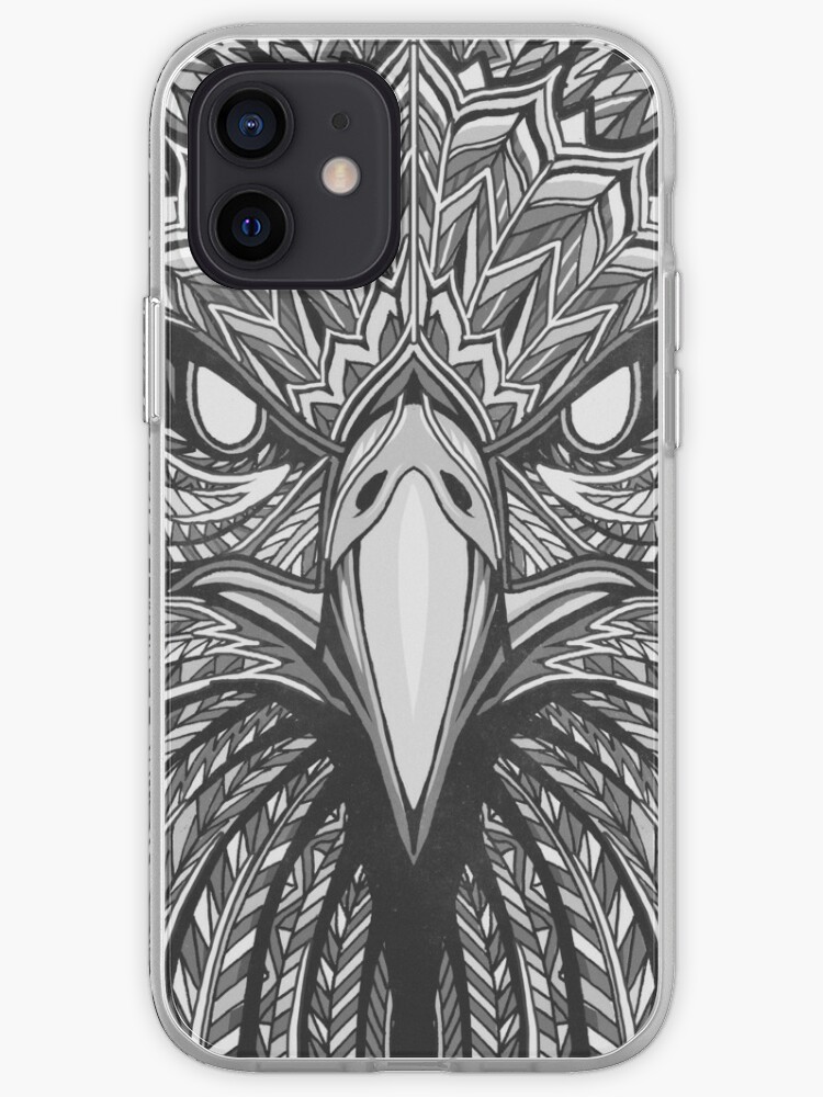 Funda de iPhone «Cara de águila azteca (blanco y negro)» de bernardsalunga  | Redbubble