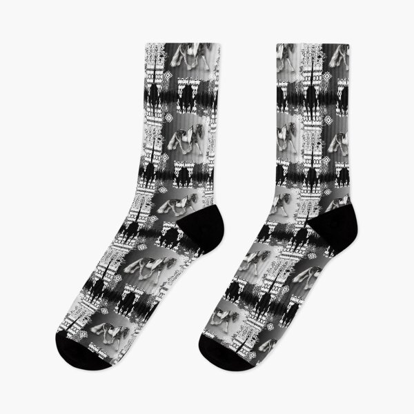 Item preview, Horse With With Tribal Symbols Pattern In Black And White designed and sold by handsoftime2020.