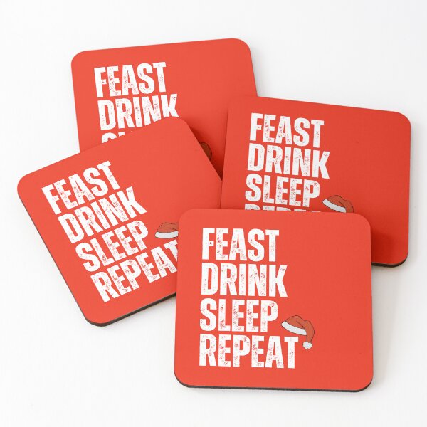 Item preview, Feast Drink Sleep Repeat (RED) designed and sold by CherieTree.