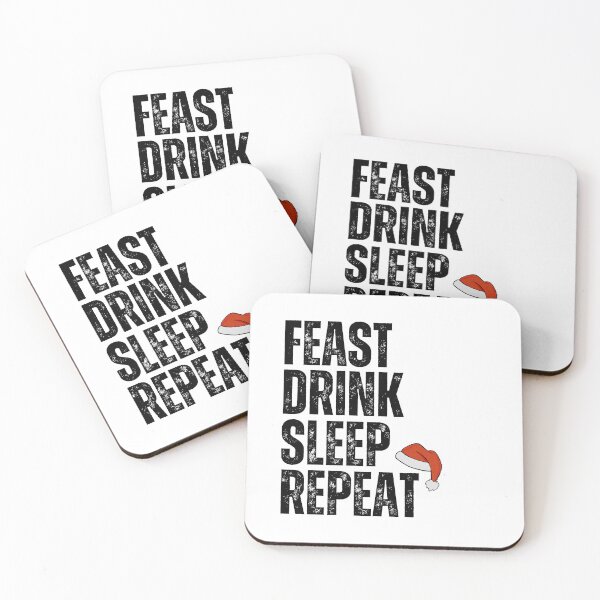 Item preview, Feast Drink Sleep Repeat (black and white) designed and sold by CherieTree.