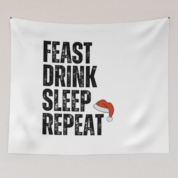 Item preview, Feast Drink Sleep Repeat (black and white) designed and sold by CherieTree.
