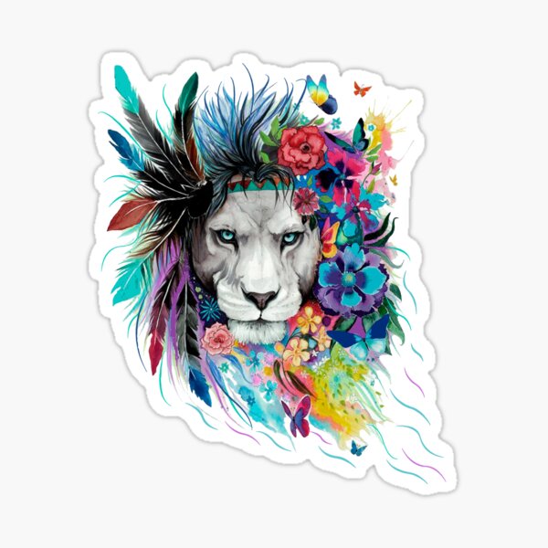 shoulder stone style colorful lion tattoo picture