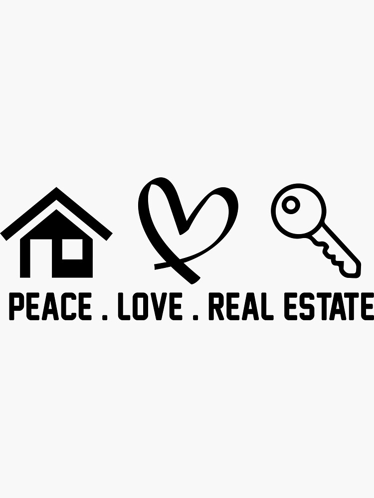 "Peace Love Real Estate" Sticker for Sale by retroneon80s Redbubble