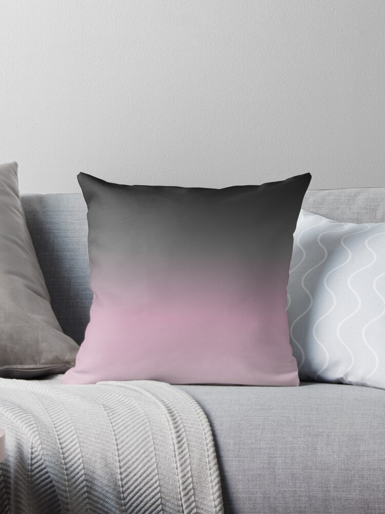 Gradient ombre dark black grey gray to light pink colors Pillow for Sale by Designs24U Redbubble