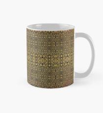 Black and Gold Leaf Bridget Riley Inspired Pattern and Butterfly Mug