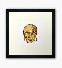 WW2 American Soldier Head Drawing Framed Print