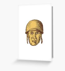 WW2 American Soldier Head Drawing Greeting Card