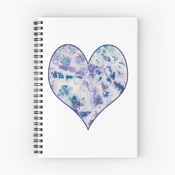 Item preview, Acrylic Pour Heart - Teal, Purple and White designed and sold by paintedkat.
