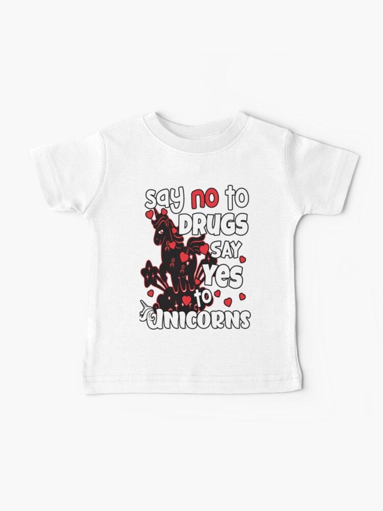 Red Ribbon Week Say No To Drugs Say Yes To Unicorns Cute Word Balloon  Sticker/Magnet | Baby T-Shirt