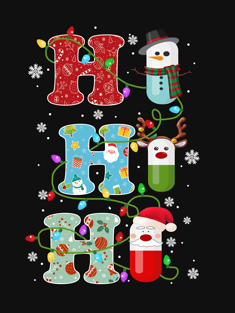 Pills Snowman Reindeer Santa Claus Pharmacy Crew Christmas T-Shirt