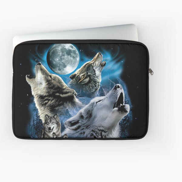 Three Wolves Howling in Moonlight