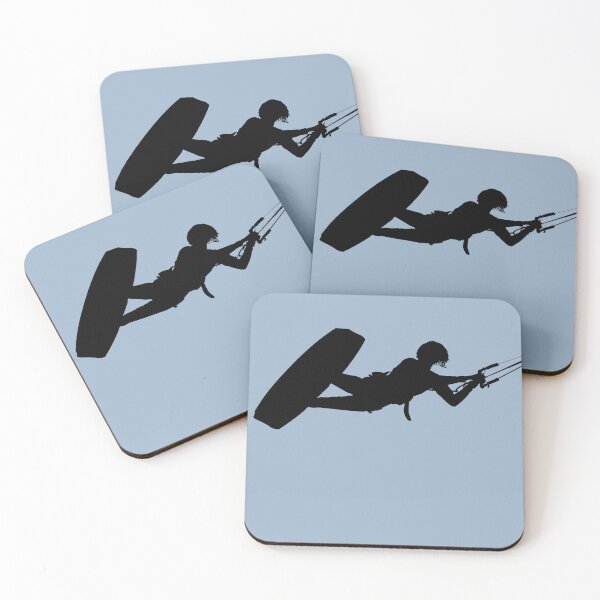 Item preview, Kiter Silhouette In Black Kitesurfer Action Vector Art designed and sold by taiche.