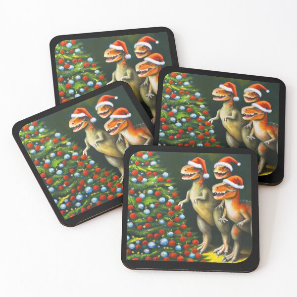 Item preview, Dinosaur Family at Christmas, Fun AI Generated Art designed and sold by sweetbelle.