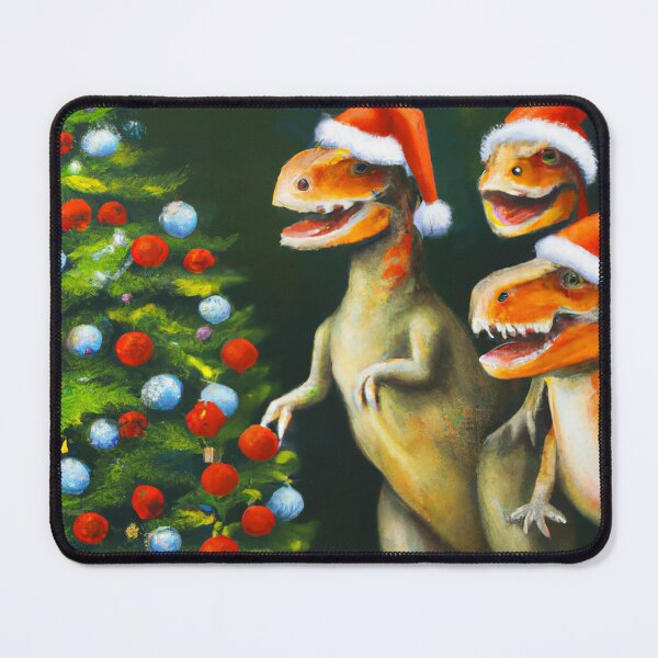 Item preview, Dinosaur Family at Christmas, Fun AI Generated Art designed and sold by sweetbelle.
