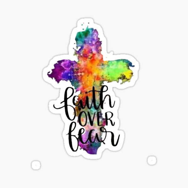 Item preview, Faith over Fear Colorful Cross designed and sold by Rowena Jones.