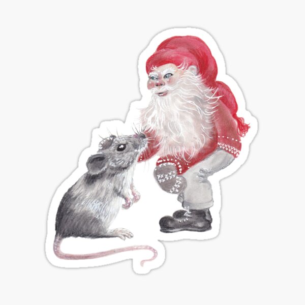 Gnome and mouse - Christmas Sticker