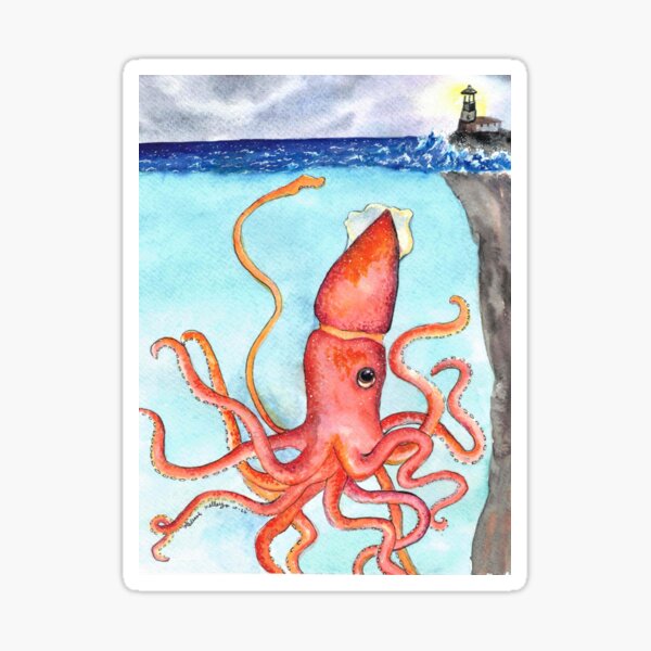 Item preview, Kraken sea monster in stormy seas designed and sold by Kelley-Art.