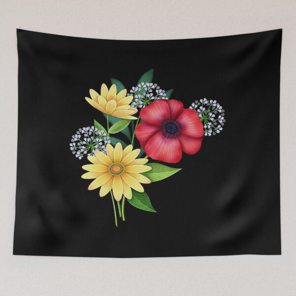 Item preview, mixed flowers on black valerie drake lesiak transparent designed and sold by heamroaida4.
