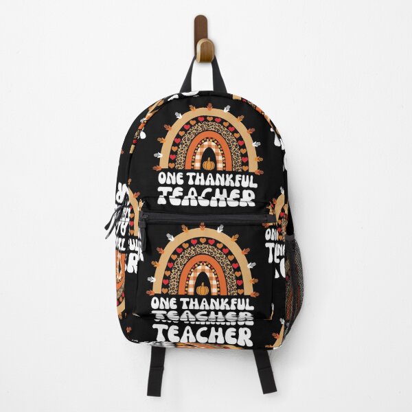 Item preview, One Thankful Teacher Thanksgiving Groovy Fall Autumn Leopard designed and sold by GravitiTees.