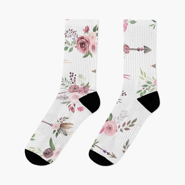 Item preview, Floral design pink roses white flowers with arrows retro style vintage designed and sold by Kallandra.