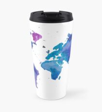 Aquarell Karte der Welt Thermobecher