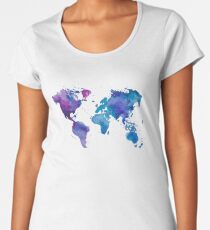 Aquarell Karte der Welt Frauen Premium T-Shirts