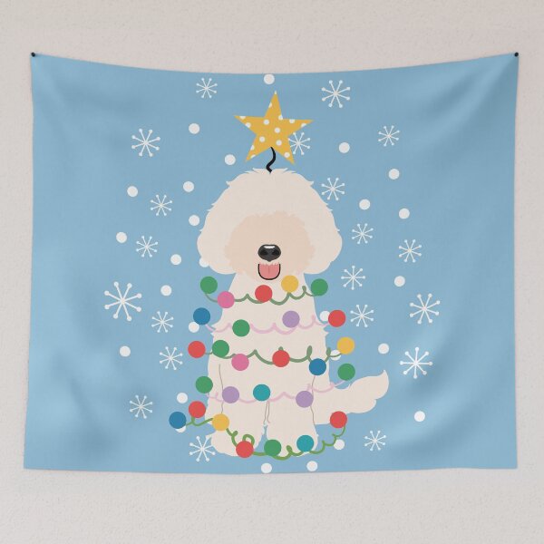 Item preview, White Labradoodle Christmas Tree designed and sold by Lulupainting.