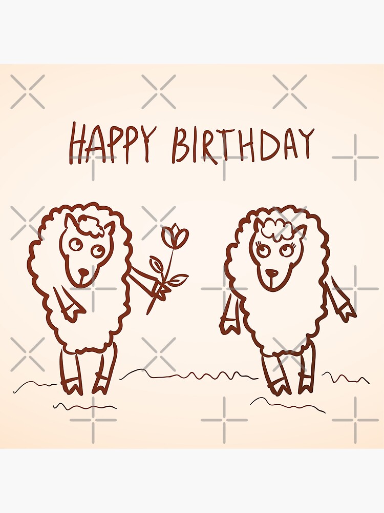 Carte De Vœux Carte De Joyeux Anniversaire De Moutons Par Ekaterinap Redbubble