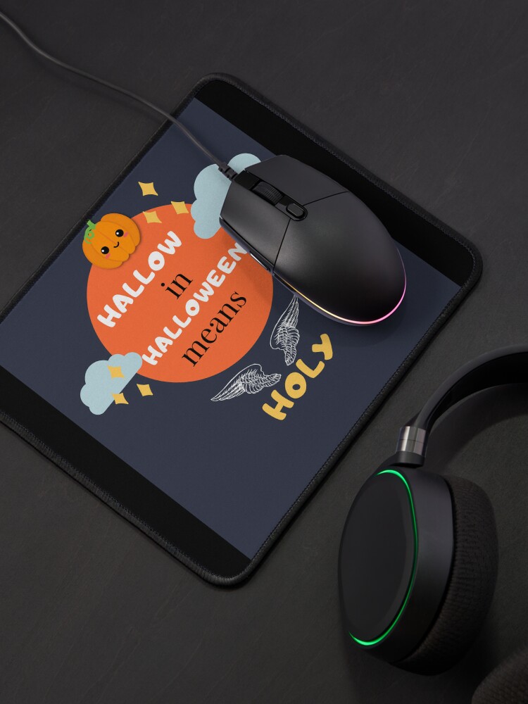 Thumbnail 4 of 5, Mouse Pad, Hallow in Halloween means holy. designed and sold by singlecatholic.