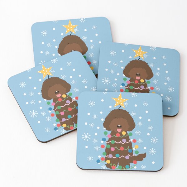 Item preview, Chocolate Brown Labradoodle Christmas Tree designed and sold by Lulupainting.
