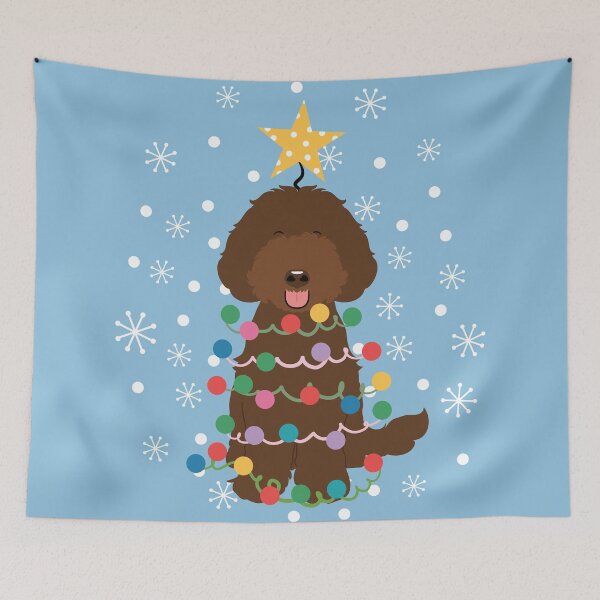Item preview, Chocolate Brown Labradoodle Christmas Tree designed and sold by Lulupainting.
