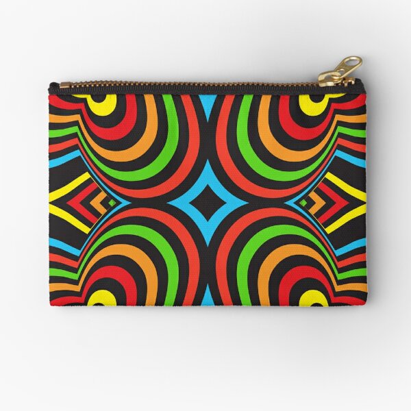 Colourful hearts on black  Zipper Pouch