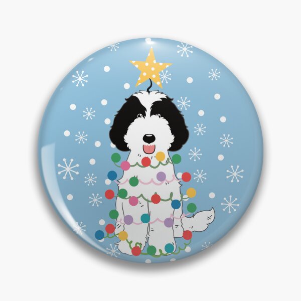 Item preview, Labradoodle Christmas Tree - Black and White 1 designed and sold by Lulupainting.