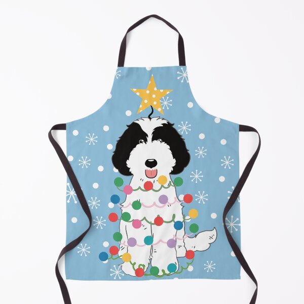 Item preview, Labradoodle Christmas Tree - Black and White 1 designed and sold by Lulupainting.