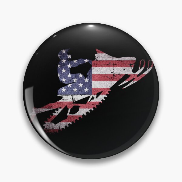 Item preview, American flag snowmobiler | Man on Snowmobile America flag designed and sold by GPODdesign.