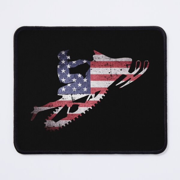 Item preview, American flag snowmobiler | Man on Snowmobile America flag designed and sold by GPODdesign.