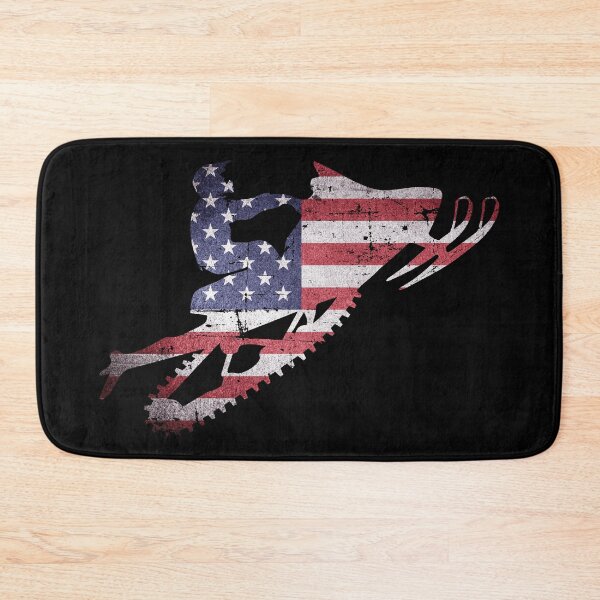 Item preview, American flag snowmobiler | Man on Snowmobile America flag designed and sold by GPODdesign.